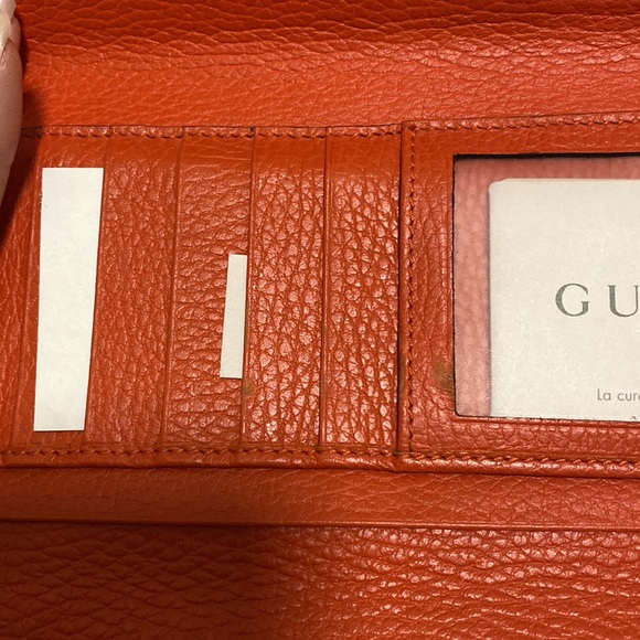 Gucci Orange Leather Zipper Wallet Gold Interlocking GG - Picture 14 of 16